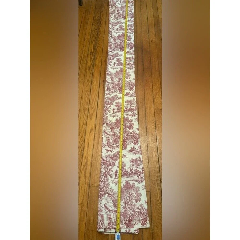 Vintage French Country Red Toile Window Treatment Set 10 Pc Cotton Made USA